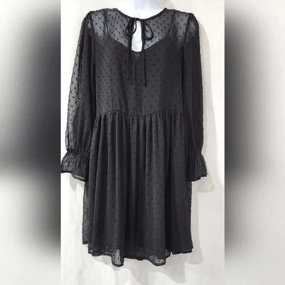 Wayf Dresses & Skirts - WAYF Where Are You From NWT Women's Sheer Dress Size M Black Fairygoth Witchy